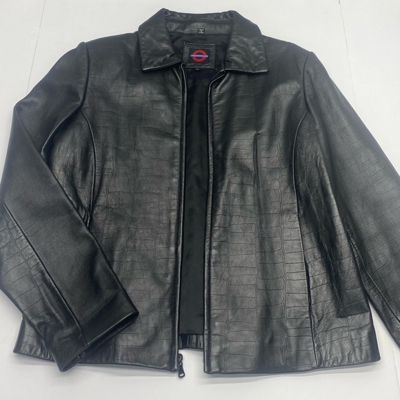 Underground Black Textured Leather Jacket Women’s LG Pockets Zip Closure CLASSIC - Picture 6 of 16